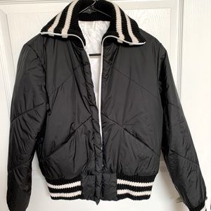 Warm quilted front zip jacket